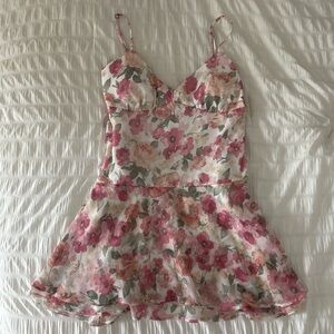 Hollister Women's Pink/White Floral Mini Dress size medium